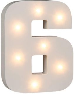 6 número Letra de madera iluminada con LED Letras Decorativas