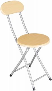 Silla Plegable de Metal con Madera Y ESPALDAR Cocina Jardín Salón Taburete con Respaldo Plegable Natural Silla Asiento de Madera Metal Y Madera