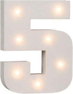 5 número Letra de madera iluminada con LED Letras Decorativas