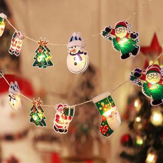 Luces de ventana de Navidad 2.5 m cadena de luz funciona con pilas 20 LEDs cortina luz de hadas decoración de Navidad para interior árbol de Navidad pared chimenea fiesta dormitorio       