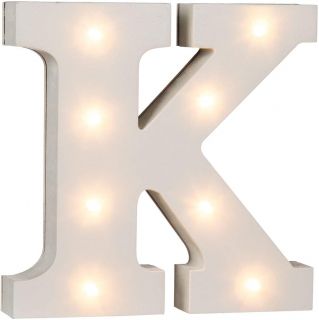 K Letra de madera iluminada con LED Letras Decorativas