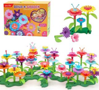 Juguetes de construcción de jardín 148PCS Pack de juguetes de flores, regalos para niñas de 3 años,148 piezas, juego de arreglo floral, juguetes educativos creativos para niños de 3, 4, 5, 6, 7 y 8 años