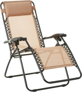 Tumbona Plegable Multiposiciones Silla Tumbona Metal Beige Con Cojín Silla Gravedad Cero