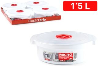 Fiambrera Micro Redonda 1,5 L Plastic Forte 1 Unidad