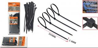 Brida de Electricista Negra Bridas Negra 2.8*300MM/100Pz