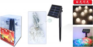 Luz Solar Blanca 5M 50  LED Forma De Cuentas Redondas Luz Solar Blanca