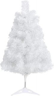 Árbol de Navidad 60cm Artificial Árbol Material PVC Natural Blanco con Soporte de Plástico