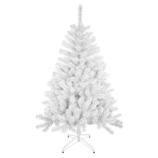 Árbol de Navidad 150cm Artificial Árbol Material PVC Natural Blanco con Soporte Metálico