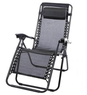 Tumbona Plegable Multiposiciones Silla Tumbona Metal Gris Oscuro con Cojín Silla Gravedad Cero