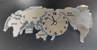 Mapa del Mundo Reloj en casa, Sala de Estar, Oficina, Integrado | Acrílico, 74 * 34cm  Color Blanco