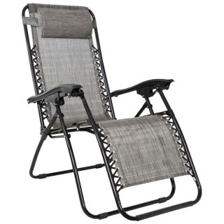 Tumbona Plegable Multiposiciones Silla Tumbona Metal Gris con Cojín Silla Gravedad Cero